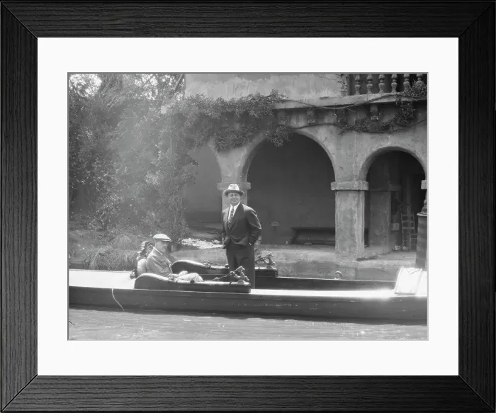 Framed Print : Jannings, Emil, Mr. and Mr. Mauritz Stiller, in a boat, 1927 Creator: Arnold Genthe