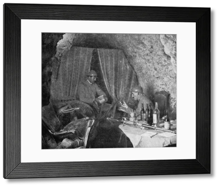 Framed Print : La bataille de la Somme; Ancienne chambre d'officiers allemands dans les souterrains de... 1916. Creator: Unknown Framed Print : La bataille de la Somme; Ancienne chambre d'officiers allemands dans les souterrains de... 1916. Creator: Unknown