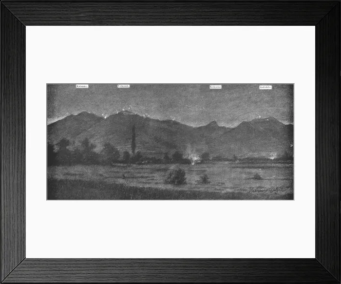 Framed Print : La Campagne Macedonienne; Soir de bataille sur les sommets et les cols monts Nidze (Moglena), 1916 Creator: Vladimir Betzitch Framed Print : La Campagne Macedonienne; Soir de bataille sur les sommets et les cols monts Nidze (Moglena), 1916 Creator: Vladimir Betzitch
