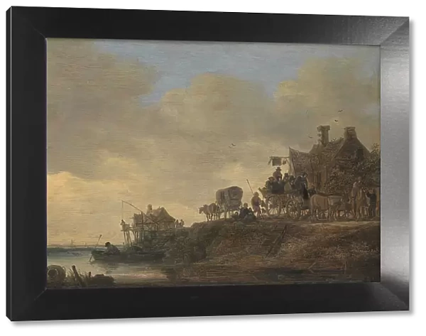 River Scene with the 'Swan' Tavern, 1646. Creator: Jan van Goyen. River Scene with the 'Swan' Tavern, 1646. Creator: Jan van Goyen