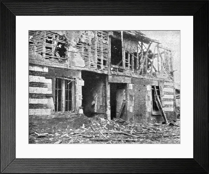 Framed Print : A Perthes-les Hurlus; Une maison et la rue de l'Eglise a Perthes-les Hurlus, 1915. Creator: Unknown Framed Print : A Perthes-les Hurlus; Une maison et la rue de l'Eglise a Perthes-les Hurlus, 1915. Creator: Unknown