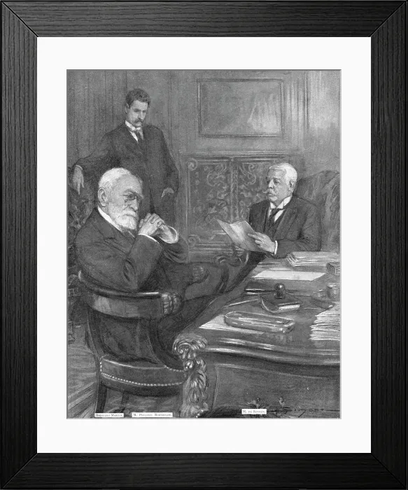 Framed Print : La note verbale a la France; l'Ambassadeur d'Allemagne au quai d'Orsay, 23 juillet, 1914. Creator: J Simont