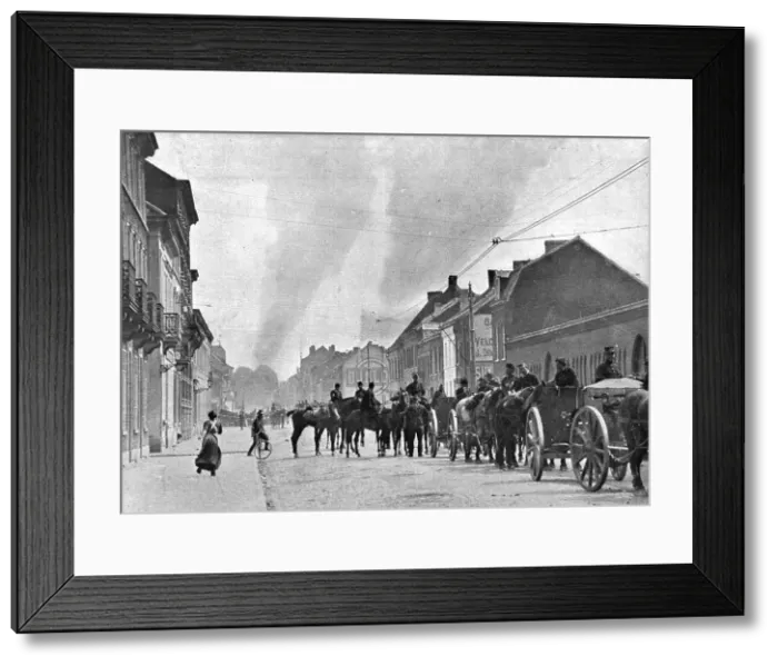 Framed Print : Ecrases par le Nombre; Louvain est evacue le 18 aout, 1914. Creator: Unknown Framed Print : Ecrases par le Nombre; Louvain est evacue le 18 aout, 1914. Creator: Unknown