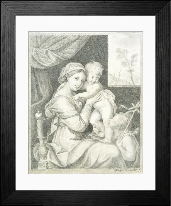 Framed Print : Trompe l'Oeil of a Framed Print of Mary with the Child;Virgin and Child, 1676-1695. Creator: Franz de Hamilton Framed Print : Trompe l'Oeil of a Framed Print of Mary with the Child;Virgin and Child, 1676-1695. Creator: Franz de Hamilton