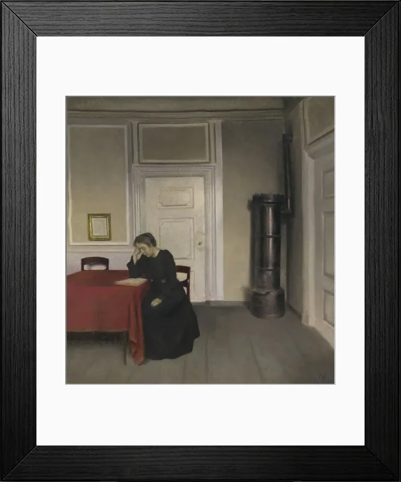 Framed Print : A Room in the Artist's Home in Strandgade, Copenhagen, with the Artist's Wife, 1902. Creator: Vilhelm Hammershøi Framed Print : A Room in the Artist's Home in Strandgade, Copenhagen, with the Artist's Wife, 1902. Creator: Vilhelm Hammershøi