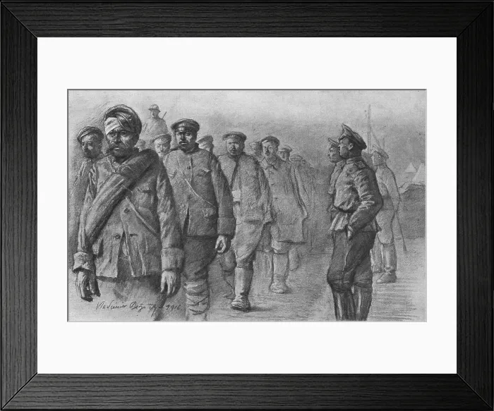 Framed Print : La Campagne Macedonienne; Une recontre pres de Salonique; des prisonniers bulgares... 1916. Creator: Vladimir Betzitch Framed Print : La Campagne Macedonienne; Une recontre pres de Salonique; des prisonniers bulgares... 1916. Creator: Vladimir Betzitch
