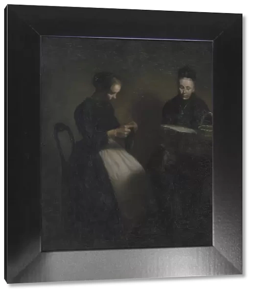 Evening in the Drawing Room. The Artist's Mother and Wife, 1891. Creator: Vilhelm Hammershøi
