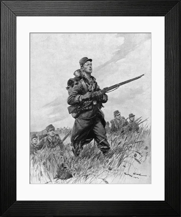 Framed Print : Le Pays Sauve: Redressement; Et Maintenant, face a l'ennemi, 1914. Creator: Georges Bertin Scott