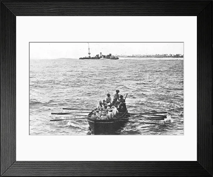 Framed Print : La fin de L Emden'; L Emden, a la cote de l'ile Koeling Nord, du groupe des Cocos, 1914. Creator: Unknown. La fin de L Emden'; L Emden, a la cote de l'ile Koeling Nord, du groupe des Cocos, 1914. Creator: Unknown Framed Print : La fin de L Emden'; L Emden, a la cote de l'ile Koeling Nord, du groupe des Cocos, 1914. Creator: Unknown. La fin de L Emden'; L Emden, a la cote de l'ile Koeling Nord, du groupe des Cocos, 1914. Creator: Unknown