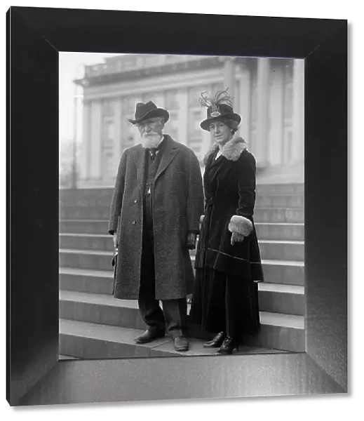 Hudson Maxim with wife Lillian Durban Maxim, 1917. Creator: Harris & Ewing. Hudson Maxim with wife Lillian Durban Maxim, 1917. Creator: Harris & Ewing