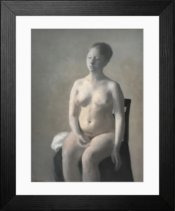 Framed Print : Seated Female Nude, 1889. Creator: Vilhelm Hammershøi