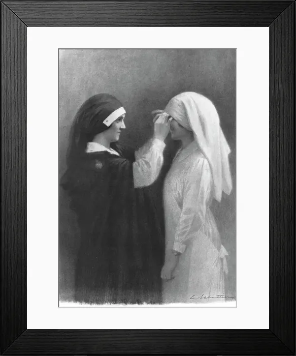 Framed Print : La Novice.-- Une prise de voile laique du temps de guerre, 1916. Creator: L Sabattier Framed Print : La Novice.-- Une prise de voile laique du temps de guerre, 1916. Creator: L Sabattier