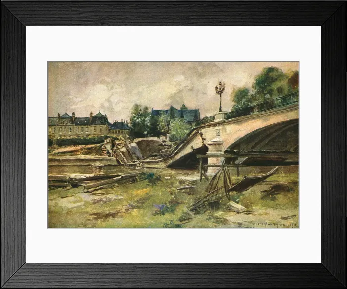 Framed Print : Soissons; Le Pont sur L'Aisne, 1915. Creator: Francois Flameng Framed Print : Soissons; Le Pont sur L'Aisne, 1915. Creator: Francois Flameng