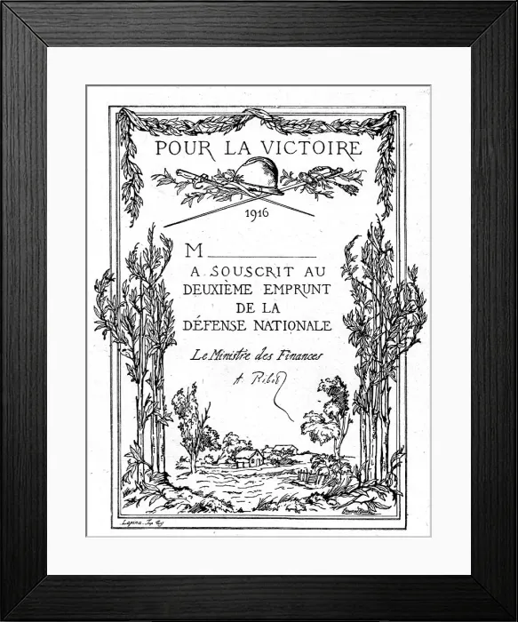 Framed Print : Les affiches illustrees du deuxieme emprunt; Le certificat que recevront les souscripteurs, 1916. Creator: Unknown Framed Print : Les affiches illustrees du deuxieme emprunt; Le certificat que recevront les souscripteurs, 1916. Creator: Unknown