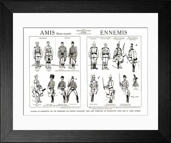 Framed Print : Planche de silhouettes qui fut distribuee aux troupes Francaises, 1914. Creator: Unknown Framed Print : Planche de silhouettes qui fut distribuee aux troupes Francaises, 1914. Creator: Unknown