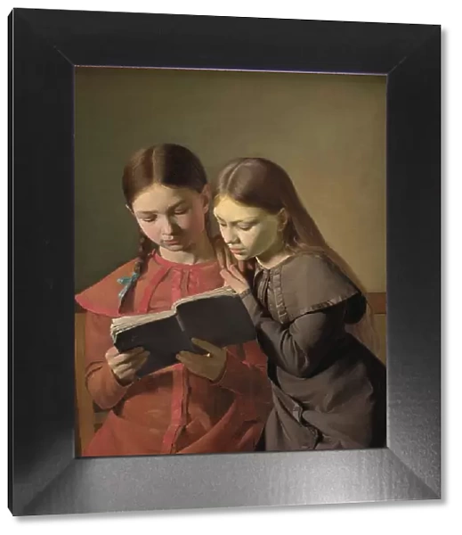The Artist's Sisters Signe and Henriette Reading a Book, 1826. Creator: Constantin Hansen