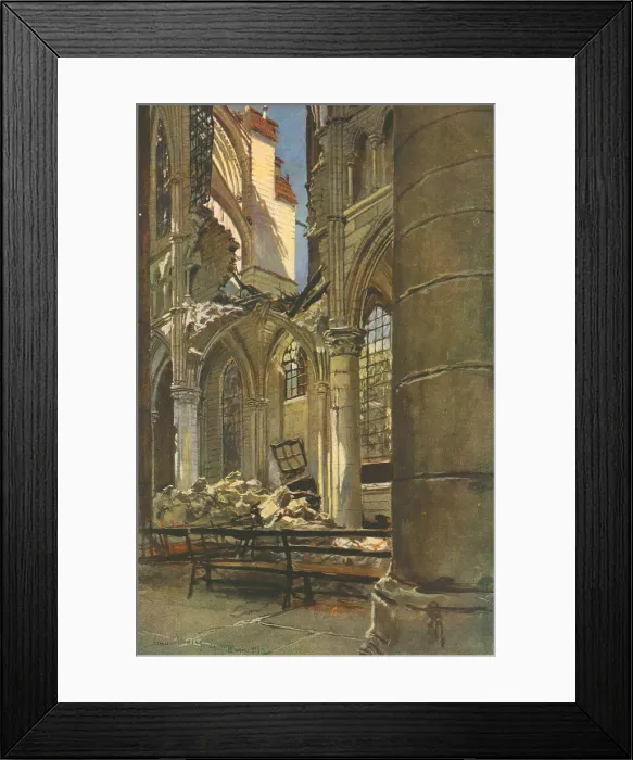 Framed Print : Soissons; Interieur de la Cathedrale de Soissons, 1915. Creator: Francois Flameng Framed Print : Soissons; Interieur de la Cathedrale de Soissons, 1915. Creator: Francois Flameng