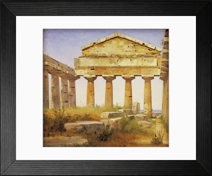 Framed Print : The Temple of Athena in Paestum;Formerly known as the Ceres Temple in Paestum, 1838. Creator: Constantin Hansen Framed Print : The Temple of Athena in Paestum;Formerly known as the Ceres Temple in Paestum, 1838. Creator: Constantin Hansen