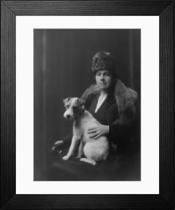 Framed Print : Chamberlain, Joseph B. Mrs. with dog, portrait photograph, 1917 Oct. 23. Creator: Arnold Genthe Framed Print : Chamberlain, Joseph B. Mrs. with dog, portrait photograph, 1917 Oct. 23. Creator: Arnold Genthe