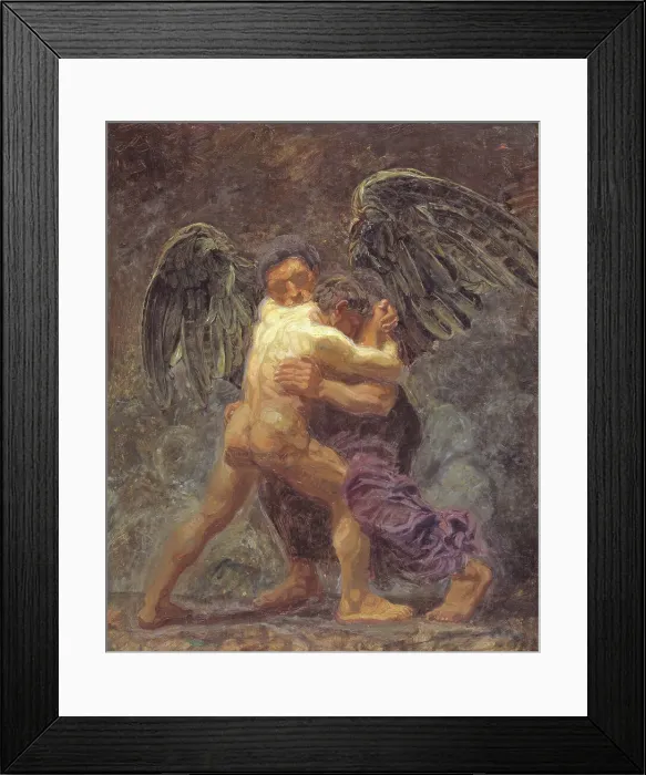 Framed Print : Jacob Wrestling with the Angel, 1907. Creator: Oluf Hartmann Framed Print : Jacob Wrestling with the Angel, 1907. Creator: Oluf Hartmann