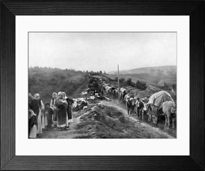 Framed Print : La Serbie Douloureuse; L'exode devant l'invasion autrichienne, 1914. Creator: Unknown Framed Print : La Serbie Douloureuse; L'exode devant l'invasion autrichienne, 1914. Creator: Unknown