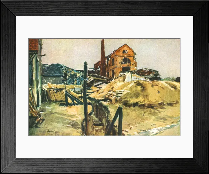 Framed Print : Boyau conduisant a des Batiments d'Usine, 1915. Creator: Francois Flameng Framed Print : Boyau conduisant a des Batiments d'Usine, 1915. Creator: Francois Flameng