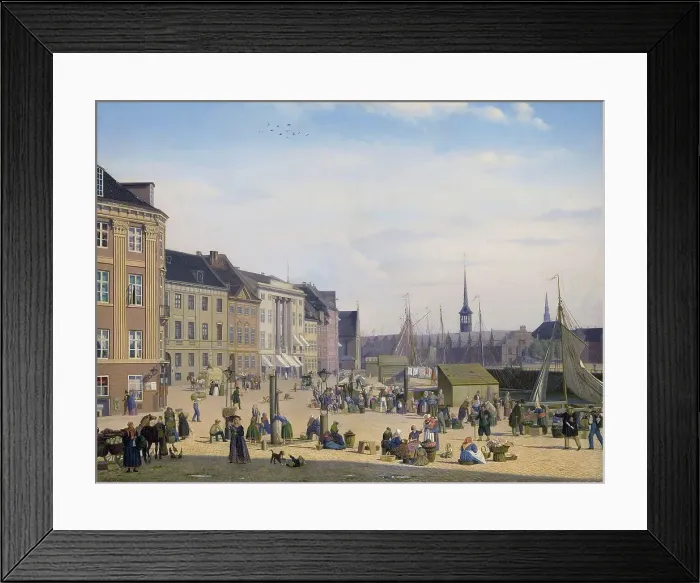 Framed Print : Hojbro Plads, a Market Place in Copenhagen, 1844. Creator: Sally Henriques Framed Print : Hojbro Plads, a Market Place in Copenhagen, 1844. Creator: Sally Henriques