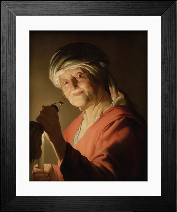 Framed Print : An Old Woman, 1623. Creator: Gerrit van Honthorst Framed Print : An Old Woman, 1623. Creator: Gerrit van Honthorst