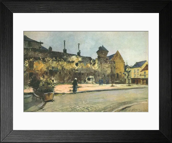 Framed Print : Soissons; La Caserne de Soissons (ancienne Abbaye), 1915. Creator: Francois Flameng Framed Print : Soissons; La Caserne de Soissons (ancienne Abbaye), 1915. Creator: Francois Flameng