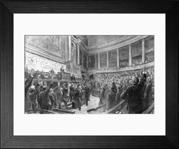Framed Print : La séance du 4 aout 1914 a la Chambre Francaise, 1914. Creator: J Simont Framed Print : La séance du 4 aout 1914 a la Chambre Francaise, 1914. Creator: J Simont