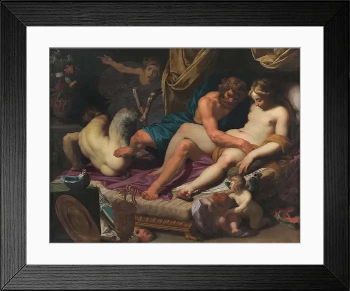 Framed Print : Hercules Kicking Faunus out of Omfale's Bed, 1607. Creator: Abraham Bloemaert Framed Print : Hercules Kicking Faunus out of Omfale's Bed, 1607. Creator: Abraham Bloemaert