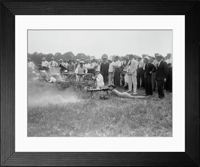 Framed Print : Marine Corps Rifle Range, Winthrop, Md. - Gen. Barnett Testing Colt's Automatic Machine Gun, 1917. Creator: Harris & Ewing. Marine Corps Rifle Range, Winthrop, Md. - Gen. Barnett Testing Colt's Automatic Machine Gun, 1917 Framed Print : Marine Corps Rifle Range, Winthrop, Md. - Gen. Barnett Testing Colt's Automatic Machine Gun, 1917. Creator: Harris & Ewing. Marine Corps Rifle Range, Winthrop, Md. - Gen. Barnett Testing Colt's Automatic Machine Gun, 1917