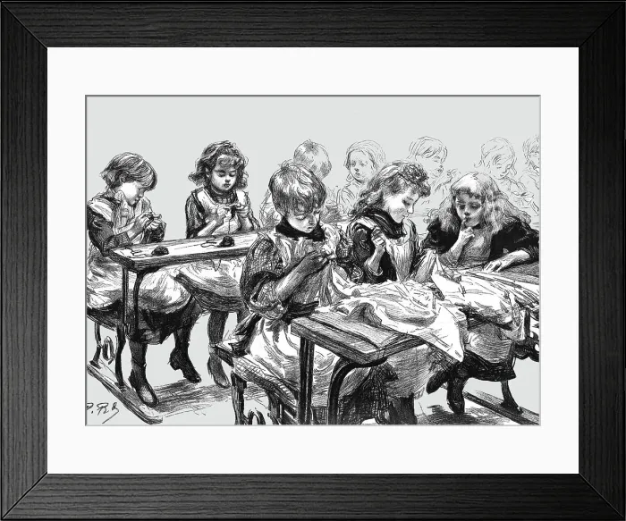 Framed Print : The Free Education Act -- The Sewing Class of Elder Girls, 1891. Creator: Paul Charles Renouard Framed Print : The Free Education Act -- The Sewing Class of Elder Girls, 1891. Creator: Paul Charles Renouard