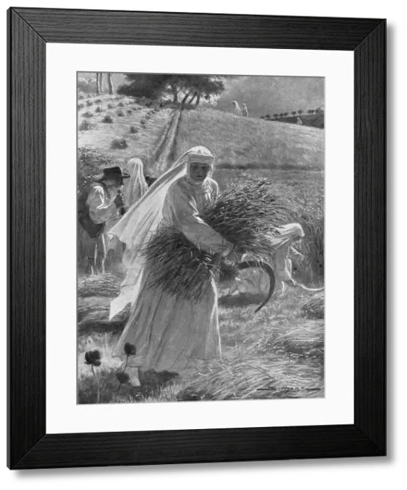 Framed Print : Pour servir Aussi; Les Franciscaines a la Moisson, 1914. Creator: J Simont Framed Print : Pour servir Aussi; Les Franciscaines a la Moisson, 1914. Creator: J Simont