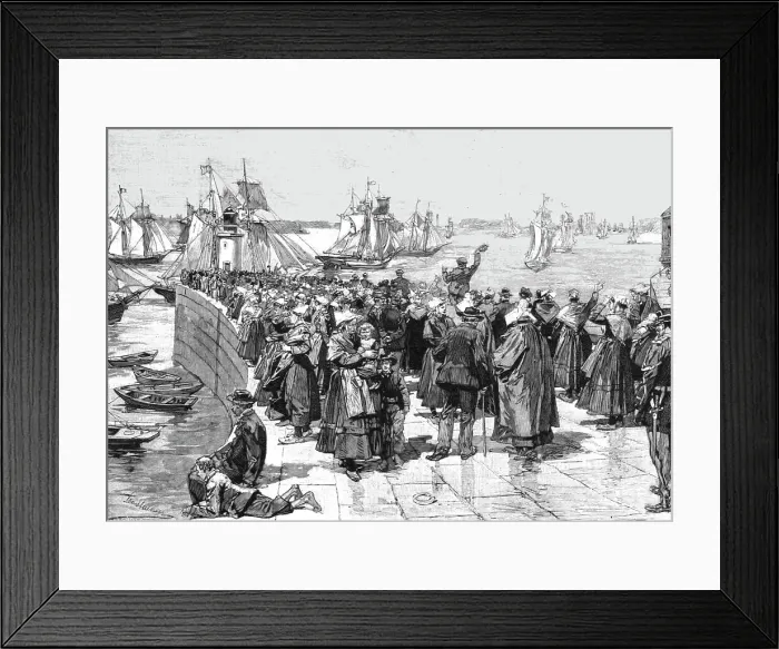Framed Print : The Newfoundland Cod Fishery; The Fishing-Fleet Leaving for the Banks, 1891. Creator: Unknown Framed Print : The Newfoundland Cod Fishery; The Fishing-Fleet Leaving for the Banks, 1891. Creator: Unknown