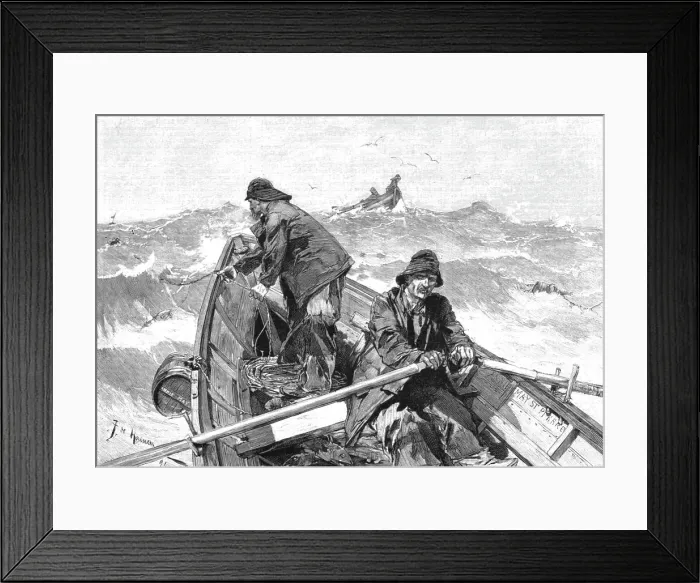 Framed Print : The Newfoundland Cod Fishery; Fishing for Cod from a Doris or Flat-Bottomed Boat, 1891. Creator: Unknown Framed Print : The Newfoundland Cod Fishery; Fishing for Cod from a Doris or Flat-Bottomed Boat, 1891. Creator: Unknown