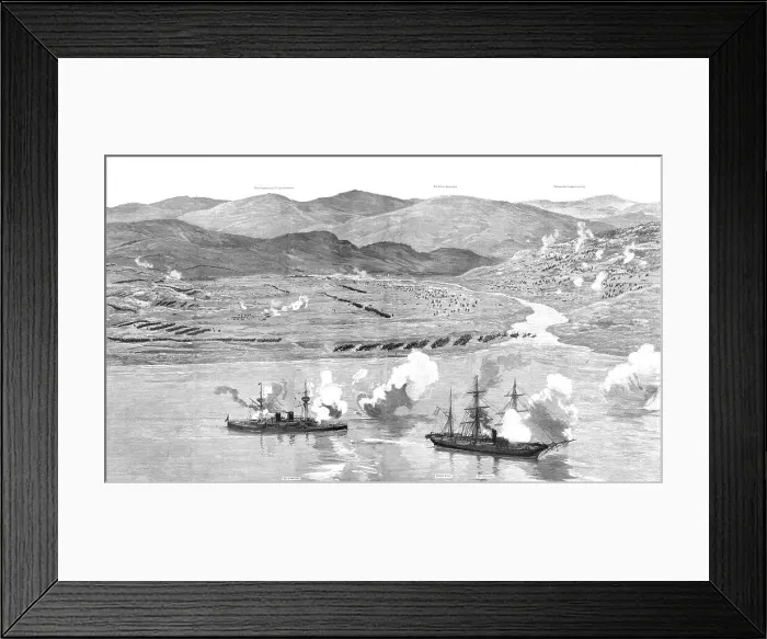 Framed Print : The Civil War in Chili, The Battle of Concon, August 21, 1891, 1891. Creator: Unknown