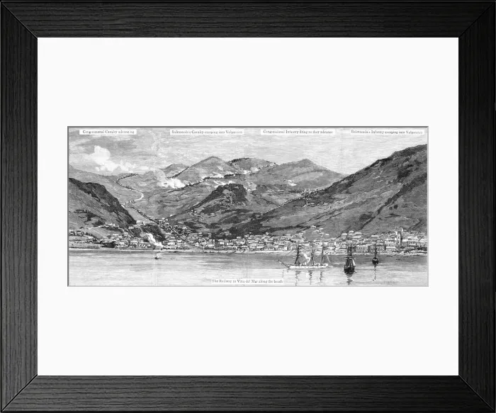 Framed Print : The Civil War in Chili, The Battle outside Valparaiso, 1891. Creator: Unknown Framed Print : The Civil War in Chili, The Battle outside Valparaiso, 1891. Creator: Unknown