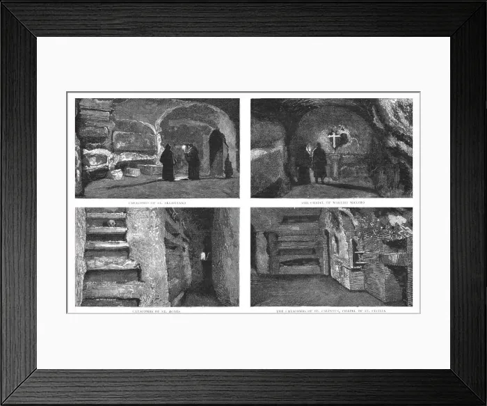 Framed Print : The Catacombs at Rome; reproduced from Magnesium Light Instantaneous Photographs, 1891. Creator: Unknown Framed Print : The Catacombs at Rome; reproduced from Magnesium Light Instantaneous Photographs, 1891. Creator: Unknown