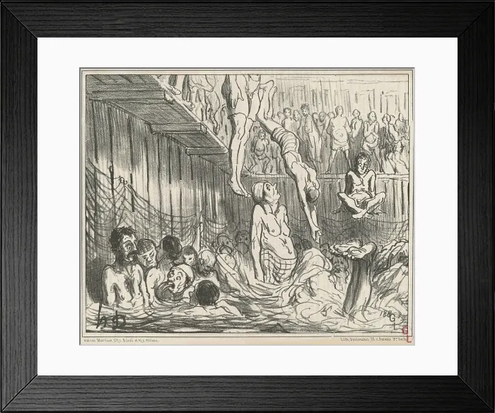 Framed Print : Les bains a quatre sous, 19th century. Creator: Honore Daumier Framed Print : Les bains a quatre sous, 19th century. Creator: Honore Daumier