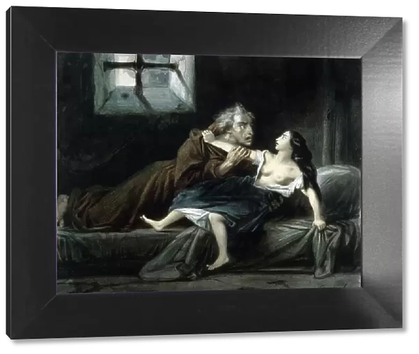 Esmeralda and Claude Frollo, 1831. Creator: Boulanger, Louis Candide (1806-1867)