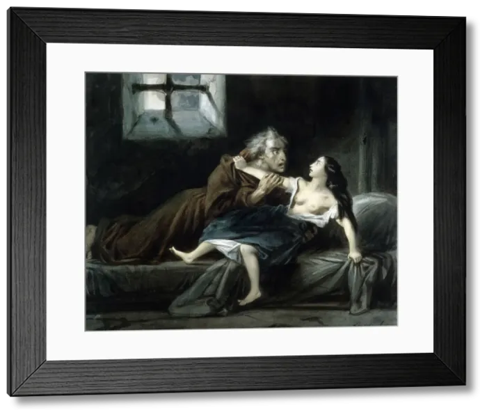 Framed Print : Esmeralda and Claude Frollo, 1831. Creator: Boulanger, Louis Candide (1806-1867) Framed Print : Esmeralda and Claude Frollo, 1831. Creator: Boulanger, Louis Candide (1806-1867)