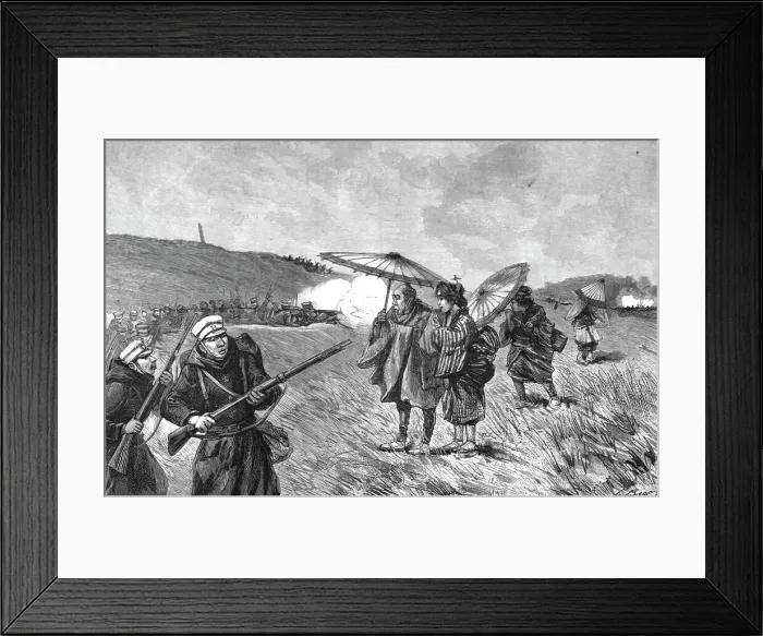 Framed Print : The Manoeuvres of the Japanese Army before His Majesty the Mikado; Peasents caught... 1891. Creator: Unknown Framed Print : The Manoeuvres of the Japanese Army before His Majesty the Mikado; Peasents caught... 1891. Creator: Unknown