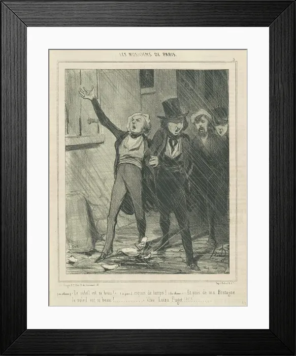 Framed Print : En choeur. Le soleil est si beau... 19th century. Creator: Honore Daumier Framed Print : En choeur. Le soleil est si beau... 19th century. Creator: Honore Daumier