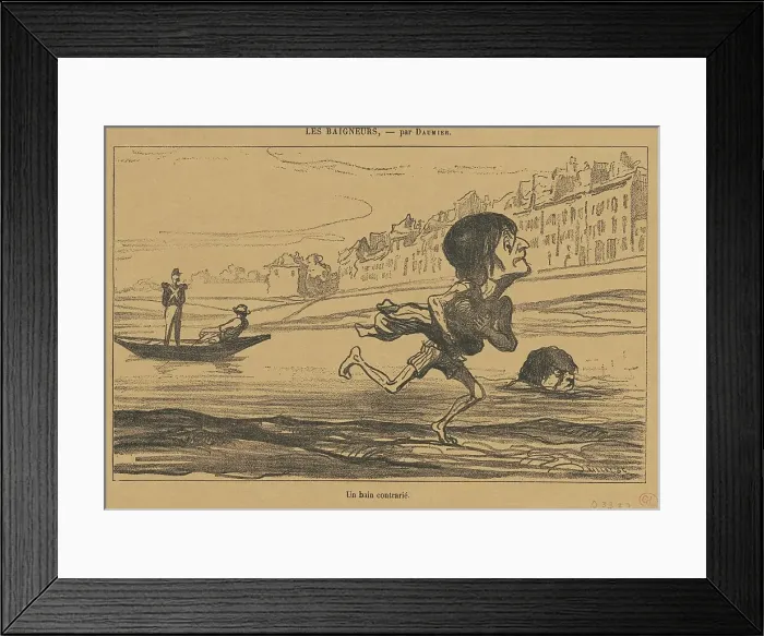 Framed Print : Un bain contrarié, 19th century. Creator: Honore Daumier Framed Print : Un bain contrarié, 19th century. Creator: Honore Daumier