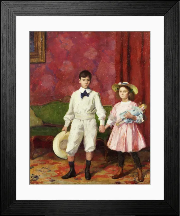 Framed Print : Two children, 1914. Creator: Devambez, André Victor Édouard (1867-1943) Framed Print : Two children, 1914. Creator: Devambez, André Victor Édouard (1867-1943)