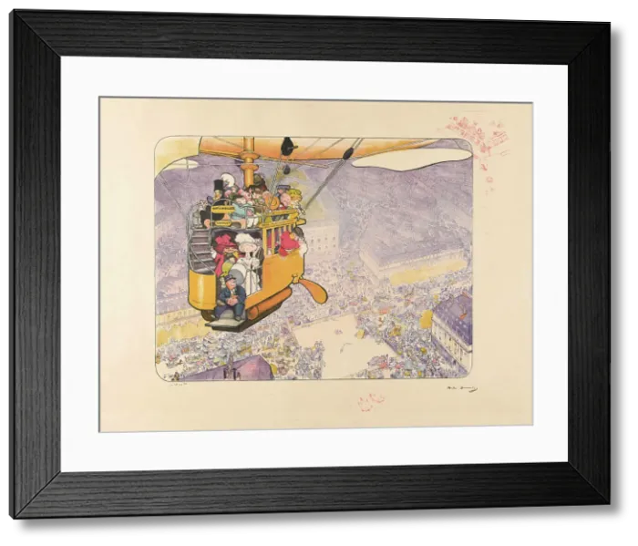 Framed Print : Le Dirigeablobus, or New imaginary Parisian means of transport, 1909. Creator: Devambez, André Victor Édouard (1867-1943) Framed Print : Le Dirigeablobus, or New imaginary Parisian means of transport, 1909. Creator: Devambez, André Victor Édouard (1867-1943)