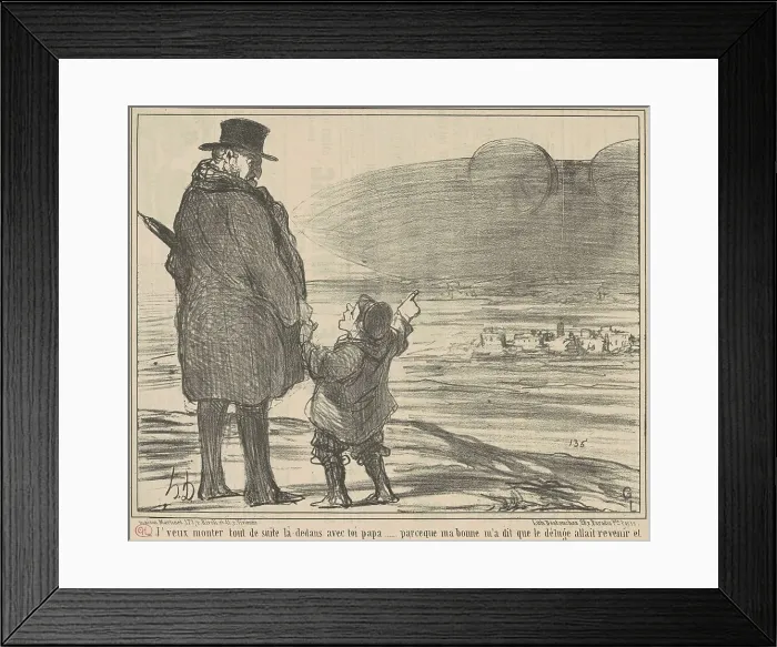 Framed Print : J'veux monter tout de suite la-dedans avec toi papa... 19th century. Creator: Honore Daumier Framed Print : J'veux monter tout de suite la-dedans avec toi papa... 19th century. Creator: Honore Daumier