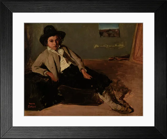 Framed Print : Seated Italian boy, 1825-1826. Creator: Corot, Jean-Baptiste Camille (1796-1875) Framed Print : Seated Italian boy, 1825-1826. Creator: Corot, Jean-Baptiste Camille (1796-1875)
