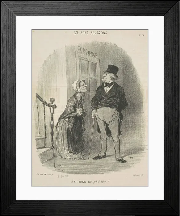 Framed Print : Il est devenu pro-pri-é-taire!, 19th century. Creator: Honore Daumier Framed Print : Il est devenu pro-pri-é-taire!, 19th century. Creator: Honore Daumier